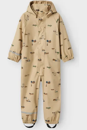 NAME IT Nmmdry10 Rain Suit Fleece Aop Fo Outerwear Coveralls Rainwear Coveralls Beige