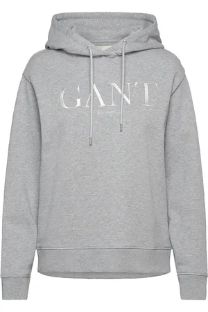 GANT Tonal Graphic Hoodie Tops Sweatshirts & Hoodies Hoodies Grey
