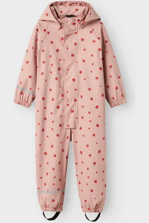NAME IT Nmfdry10 Rain Suit Fleece Aop Fo Outerwear Coveralls Rainwear Coveralls Pink