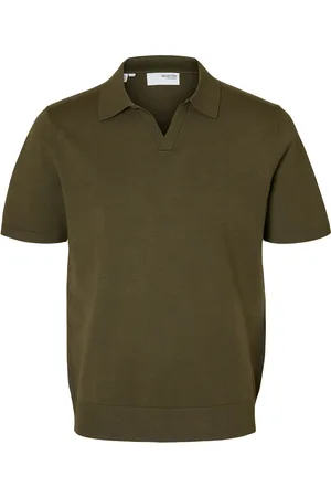 SELECTED Slhteller Ss Knit Polo Tops Knitwear Short Sleeve Knitted Polos Green