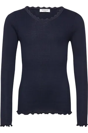Rosemunde Rkbalta Ls Regular Lace T-Shirt Tops T-shirts Long-sleeved T-Skjorte Navy