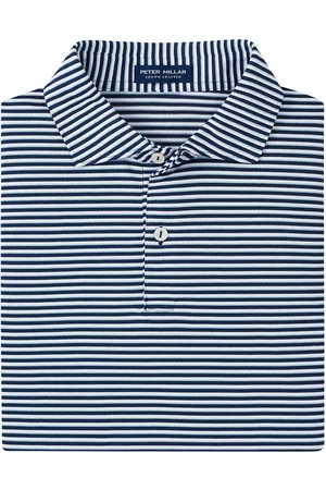 Peter Millar Tempo Performance Mesh Polo - Edwin Spread Collar Sport Men Sport Clothing Sport Tops Sport Polos Sport Short-sleeved Polos Navy