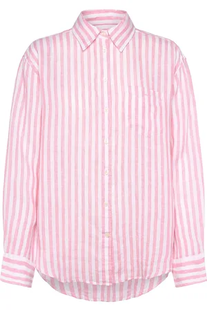 GANT Rel Striped Linen Shirt Tops Shirts Linen Shirts Pink