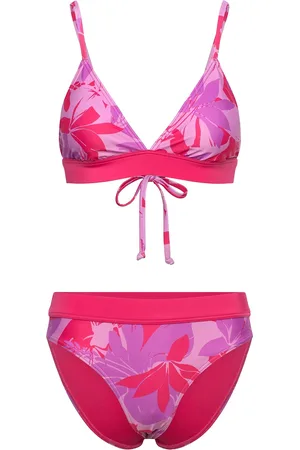 Speedo Womens Printed Banded Triangle 2 Piece Sport Bikinis Bikini Sets Pink