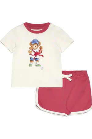 Ralph Lauren Polo Bear Cotton Tee & Short Set Sets Sets With Short-sleeved T-shirt Red