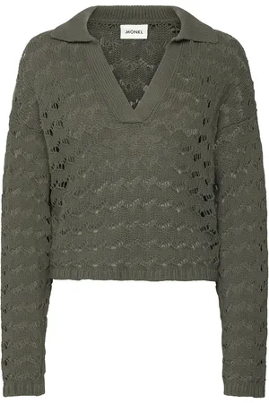 Monki Loose Open-Knit Sweater Tops Knitwear Jumpers Green