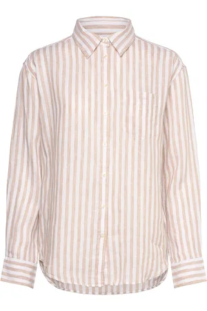 GANT Rel Striped Linen Shirt Tops Shirts Linen Shirts Beige