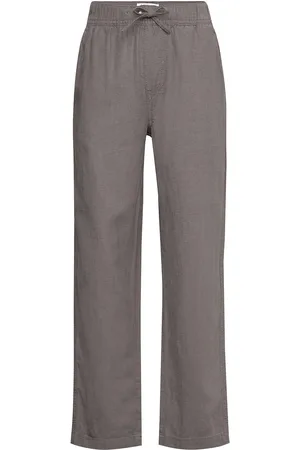 Lindex Trousers Staffan Linen Blend Bottoms Trousers Grey