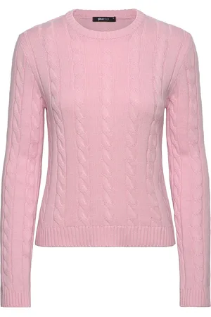Gina Tricot Cable Knitted Sweater Tops Knitwear Jumpers Pink