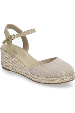 Tommy Hilfiger Chambray Mid Wedge Espad Sko Med Kilehæl Beige
