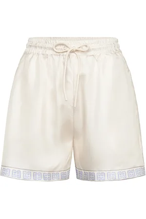 By Malina Iris Wide Drawstring Silk Shorts Designers Shorts Paper Bag Shorts White