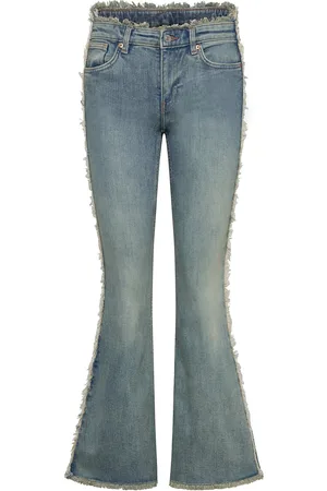 Monki Katsumi Low Waist Patchwork Flared Jeans Bottoms Jeans Flares Blue
