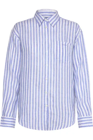 GANT Rel Striped Linen Shirt Tops Shirts Linen Shirts Blue