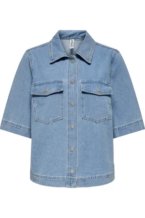 ONLY Onlbelle S/S Shirt Dnm Gua Noos Tops Shirts Short-sleeved Blue