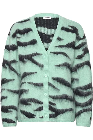 Monki Fluffy Knit Cardigan Tops Knitwear Cardigans Green