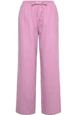 Gina Tricot Linen Blend Trousers Bottoms Trousers Linen Trousers Pink
