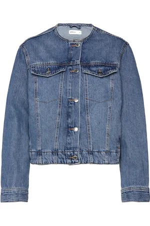 Gina Tricot Collarless Denim Jacket Jakke Denimjakke Blue