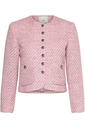 MANGO Fitted Tweed Jacket Blazers BouclÉ Blazers Pink