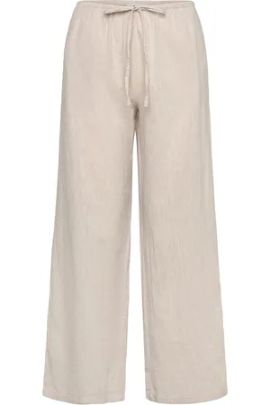Gina Tricot Linen Blend Trousers Bottoms Trousers Linen Trousers Beige