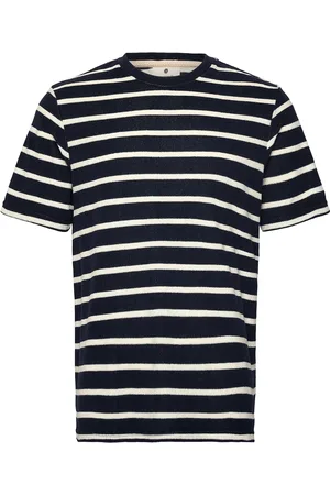 Anerkjendt Akkikki Frotte Stripe Tee Tops T-Kortærmet Skjorte Navy