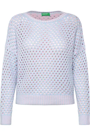 Benetton Boat-Neck Sweat.l/S Tops Knitwear Jumpers Blue
