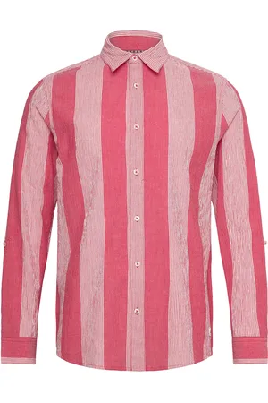 Scotch&Soda Crinkled-Stripe Regular Fit Shirt Tops Shirts Striped Shirts Red