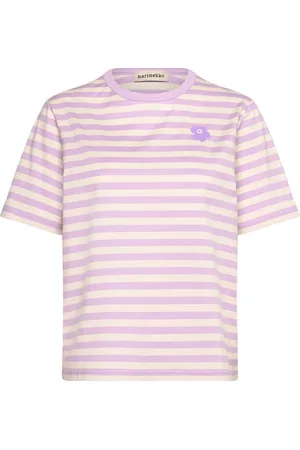 Marimekko Tasaraita Unikko Ss Tops T-shirts & Tops Short-sleeved Purple