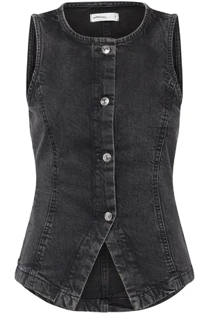 Gina Tricot Tailored Denim Vest Vests Denim Vests Black