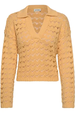 Monki Loose Open-Knit Sweater Tops Knitwear Jumpers Yellow