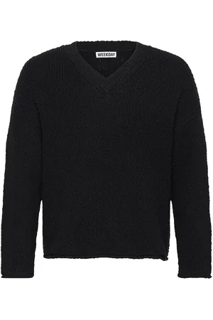 Weekday Boxy V-Neck Sweater Tops Knitwear V-necks Black