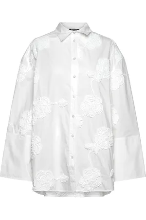 ROTATE Flower Over D Shirt Designers T-shirts & Tops Short-sleeved White