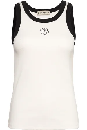 Marimekko Surrea Piirto Unikko Placement Tops T-shirts & Tops Sleeveless White