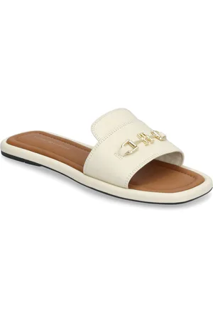 Tommy Hilfiger Leather Horsebit Mule Shoes Sandals Flat Sandals Beige