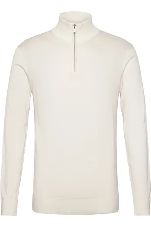 Lindbergh Half Zip With High Neck Tops Knitwear Half Zip Jumpers White
