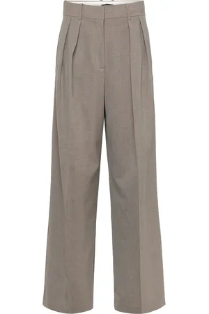 MANGO Wideleg Wool-Blend Suit Trousers Bottoms Trousers Wide Leg Brown