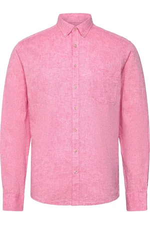 Lindbergh Cotton/Linen Shirt L/S Tops Shirts Linen Shirts Pink
