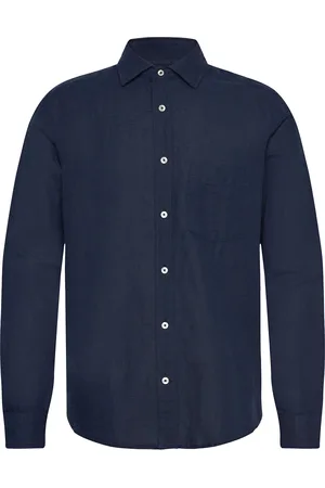 MANGO Pocket Linen Shirt Tops Shirts Linen Shirts Navy