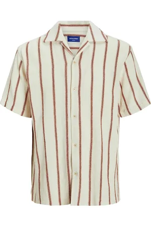 JACK & JONES Jorcoba Stripe Resort Shirt Ss Sn Tops Shirts Short-sleeved Shirts Beige Jack & J S