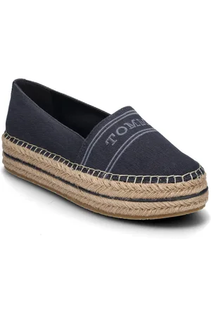 Tommy Hilfiger Denim Platform Espadrille Espadrillos Flade Sandal Navy