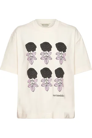 Marimekko Veisto Vihkiruusu Placement Tops T-shirts & Tops Short-sleeved White