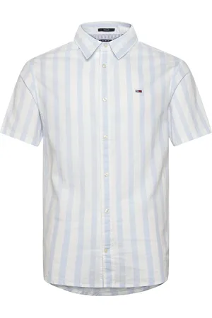 Tommy Hilfiger Tjm Reg Linen Blend Stp Ss Shirt Tops Shirts Short-sleeved Shirts Blue