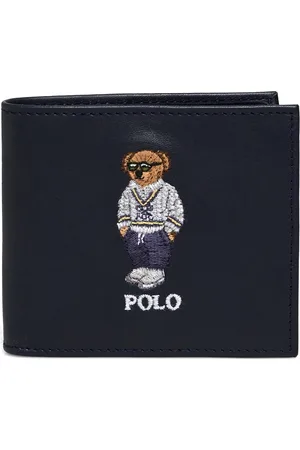 Ralph Lauren Embroidered Leather Billfold Wallet Designers Wallets Classic Wallets Navy