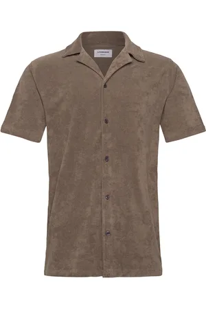 Lindbergh Ss Shirt Terry Tops Shirts Short-sleeved Shirts Brown