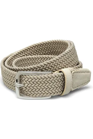 J Lindeberg Ben Braided Elastic Belt Designers Belts Braided Belt Beige