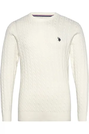 U.S. Polo Assn. Mads Reg Cot Uspa M Knit Tops Knitwear Round Necks White