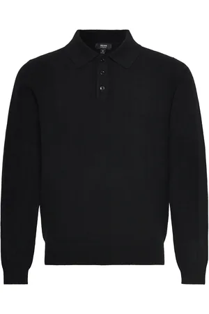 Reiss Kingsley Designers Knitwear Long Sleeve Knitted Polos Black