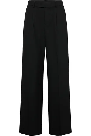MANGO Straight Suit Trousers Bottoms Trousers Suitpants Black