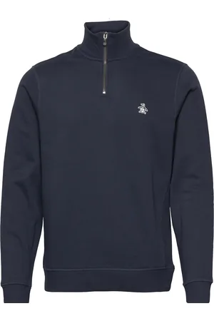 Original Penguin L/S Fleece Quarter Z Tops Sweatshirts & Hoodies Sweatshirts Blue