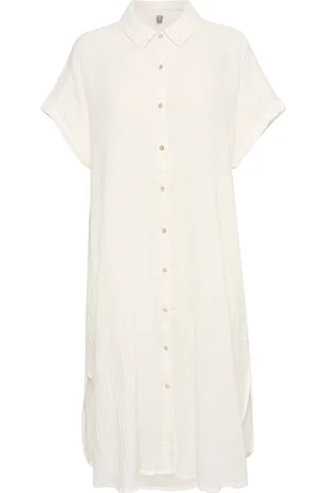 Culture Cuelina Kaftan Dress Knælang Kjole White