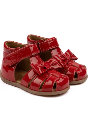 Pom Pom Starters Bow Velcro Sandal Shoes Summer Shoes Sandals Red